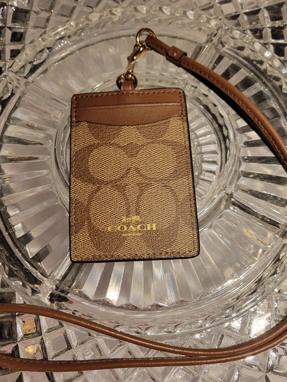 Coach Signature Brown Cardholder Lanyard
